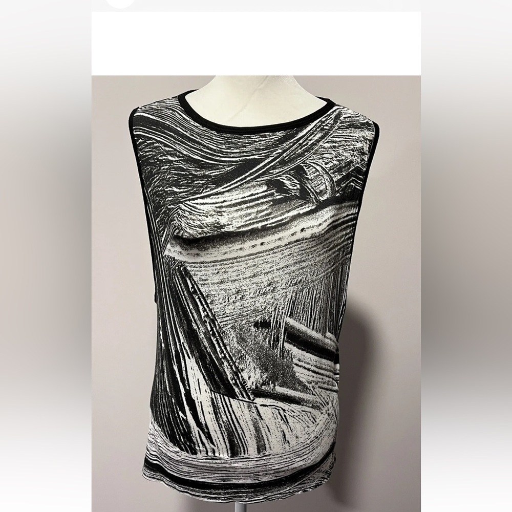 Helmut Lang Size Sleeveless Printed Tank Black White Large perfect condition